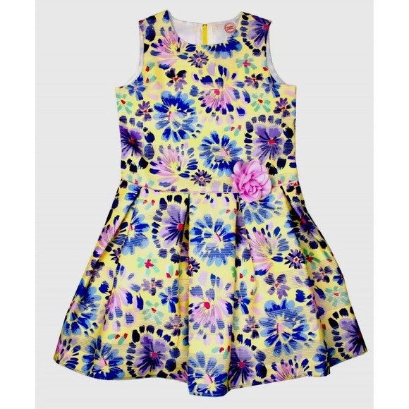 wonder nation Other - Wonder Nation Girls Yellow Floral Print Dress with Flower Accent Size 6